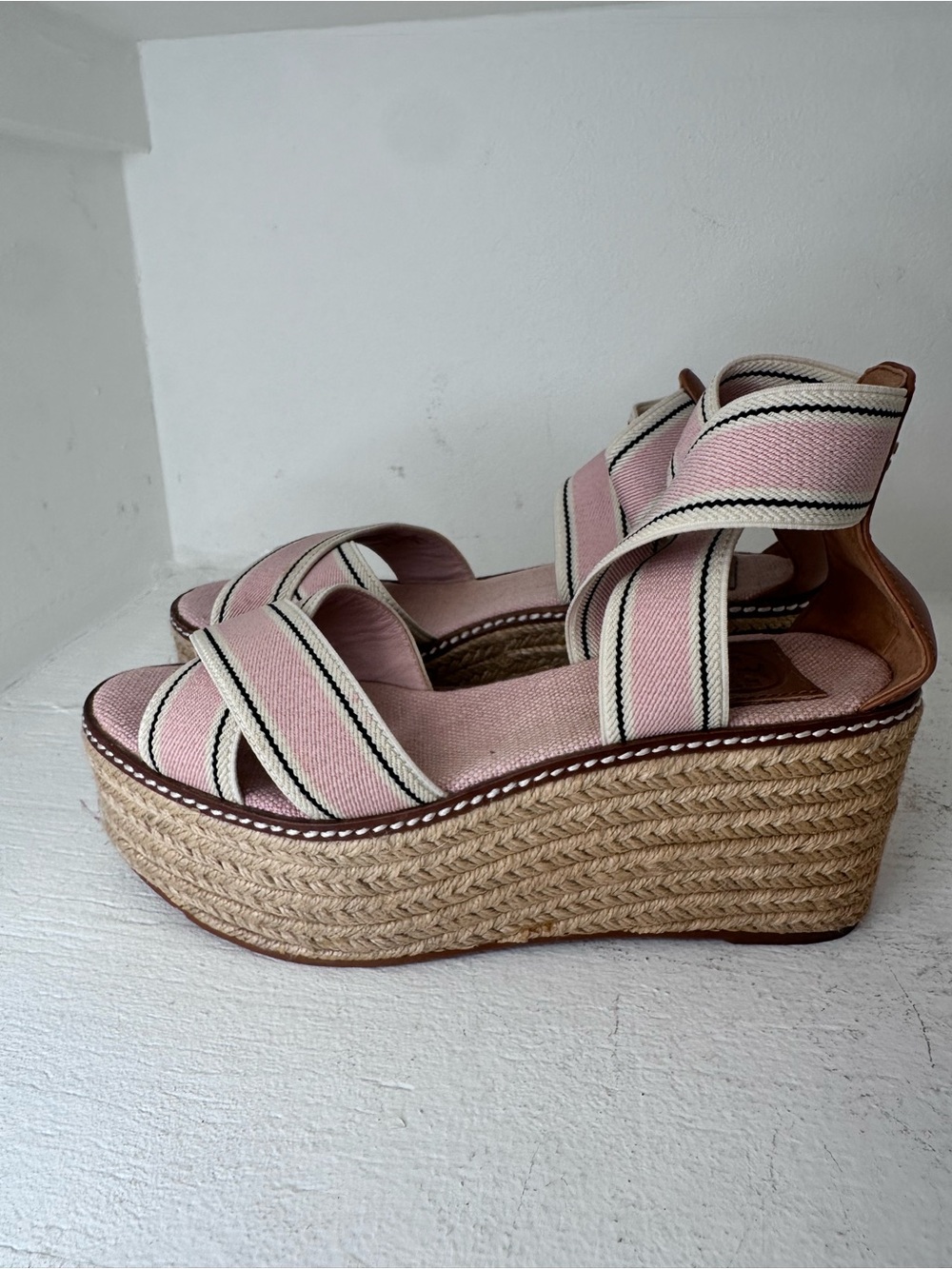 Tory Burch Pink Espadrille Wedge Sandals - Picture 5 of 7